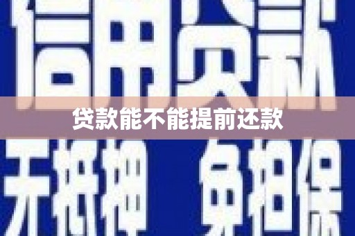 温州贷款能不能提前还款
