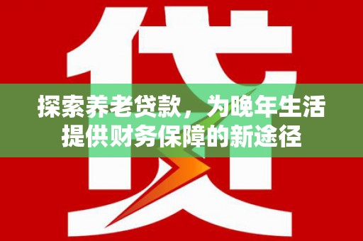 延津探索养老贷款，为晚年生活提供财务保障的新途径