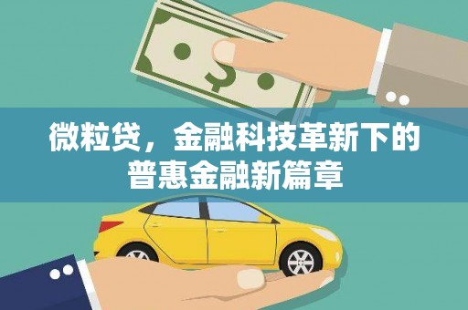 铁力微粒贷，金融科技革新下的普惠金融新篇章